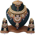 Indian Royal Zircon Brass Rose Gold Plated Flower Design Bridal Set Headpiece Women Engagement Wedding Anniversary Party Ethnic